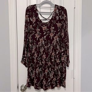 Maroon Floral Dress Size 1X